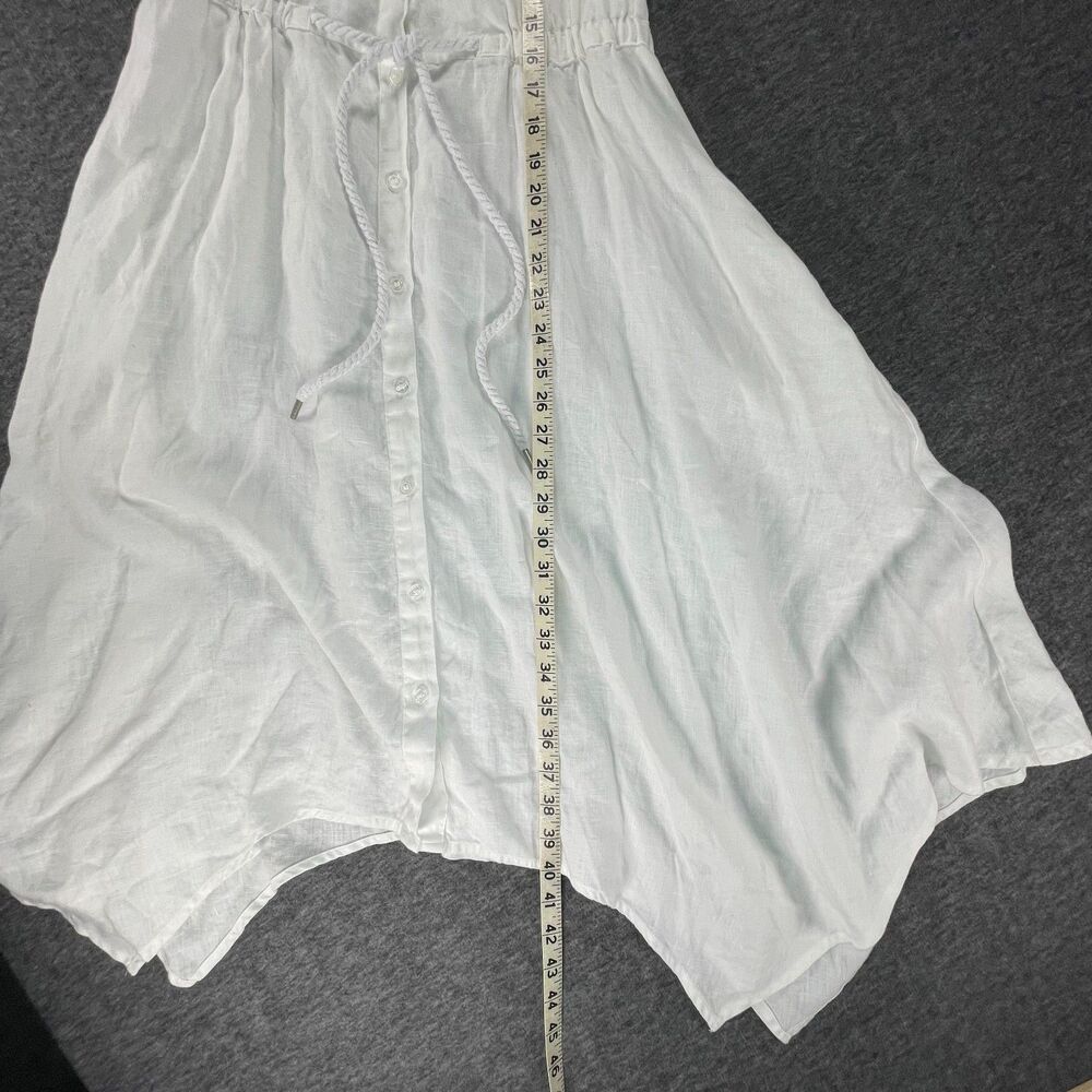 Saks Fifth Avenue White Linen Shirtdress Small Sleeveless Resort Summer Coastal - Picture 10 of 15